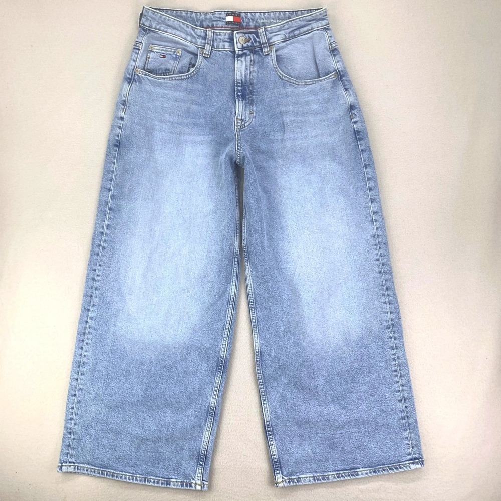 Tommy Hilfiger Jeans Womens 31 Charlie Mid-Loose Wide Leg Light Wash Stretch